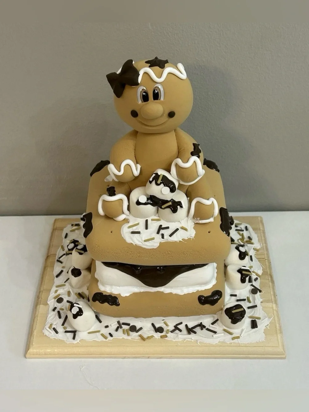 Whimsical Fake Gingerbread S’mores Display Table Accent Handmade